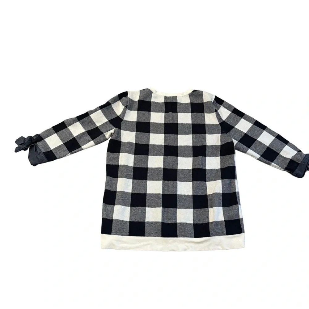 EUC Old Money Talbots Checked Sweater 3/4 sleeve with bows Med Preppy MUST - Picture 5 of 8